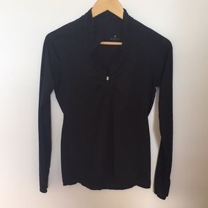 Athleta Black 1/4 Zip Long Sleeve Mesh Shirt Small